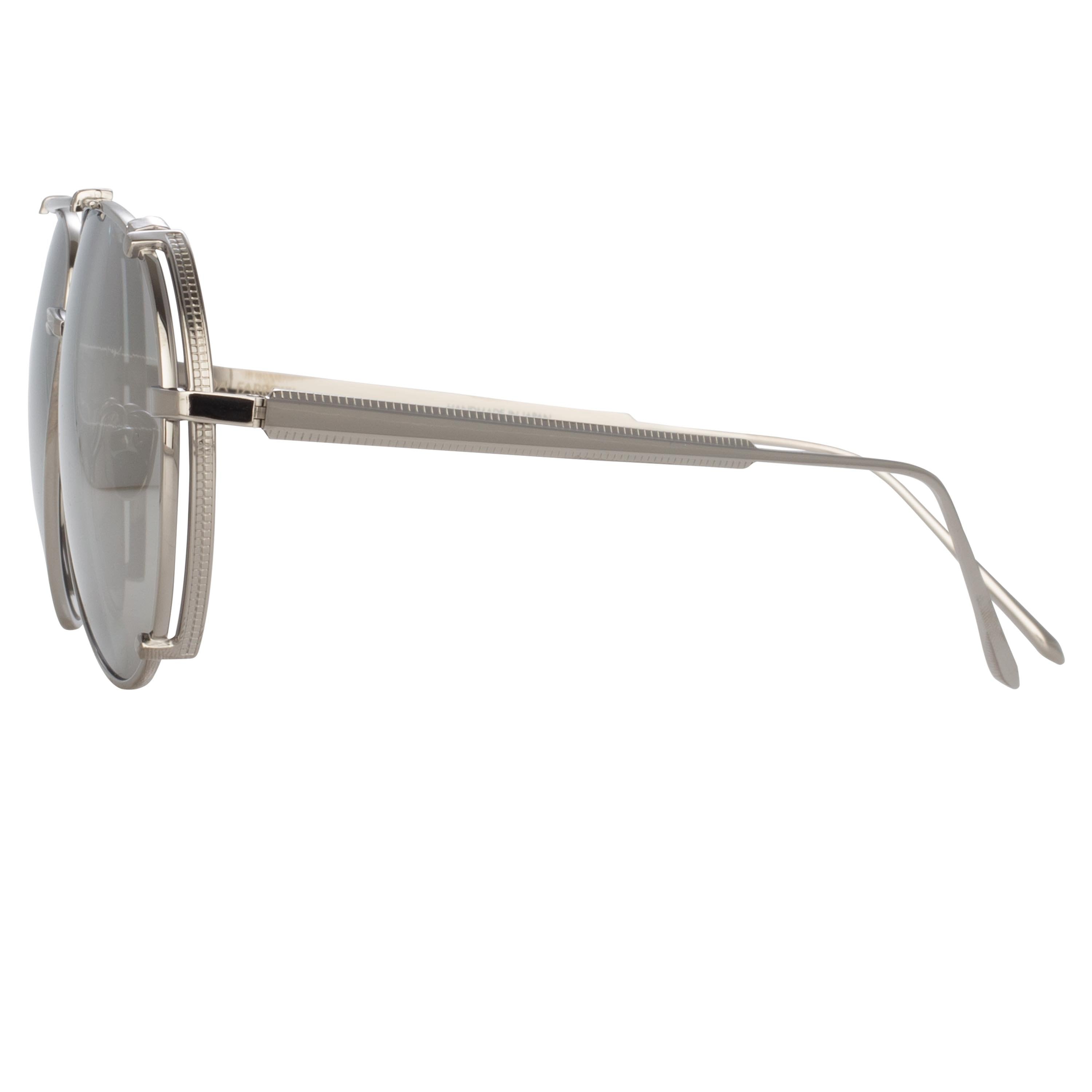 Color_LFL1039C5SUN - Newman Aviator Sunglasses in White Gold and Silver