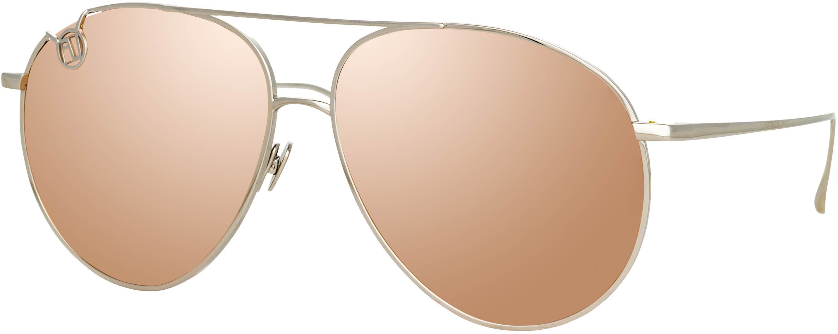 Color_LFL1055C3SUN - Joni Aviator Sunglasses in White Gold and Rose Gold Lenses