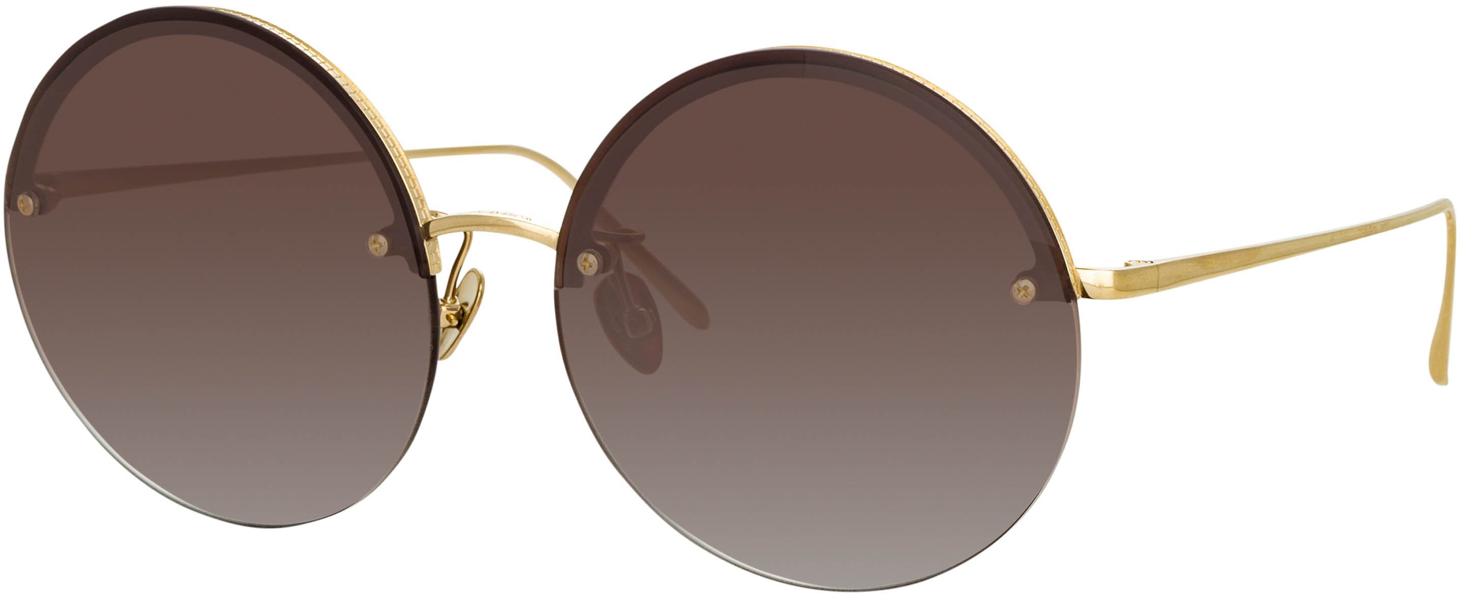 Color_LFL1097C3SUN - Adrienne Round Sunglasses in Light Gold and Grey