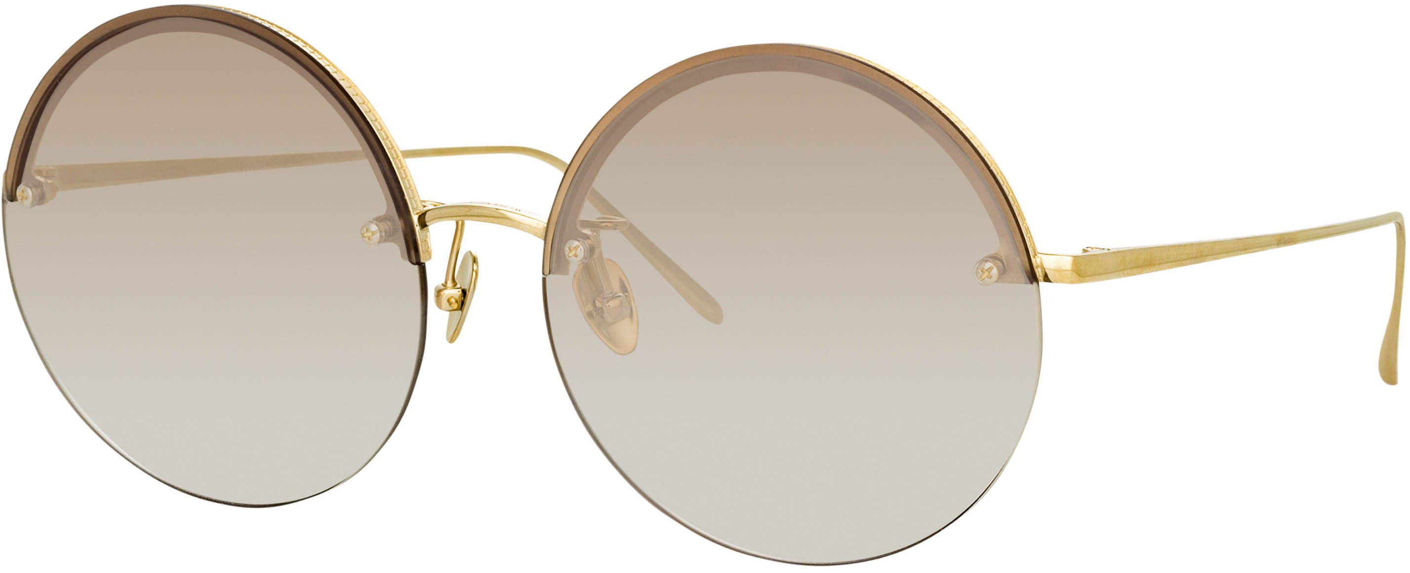 Color_LFL1097C4SUN - Adrienne Round Sunglasses in Light Gold and Brown
