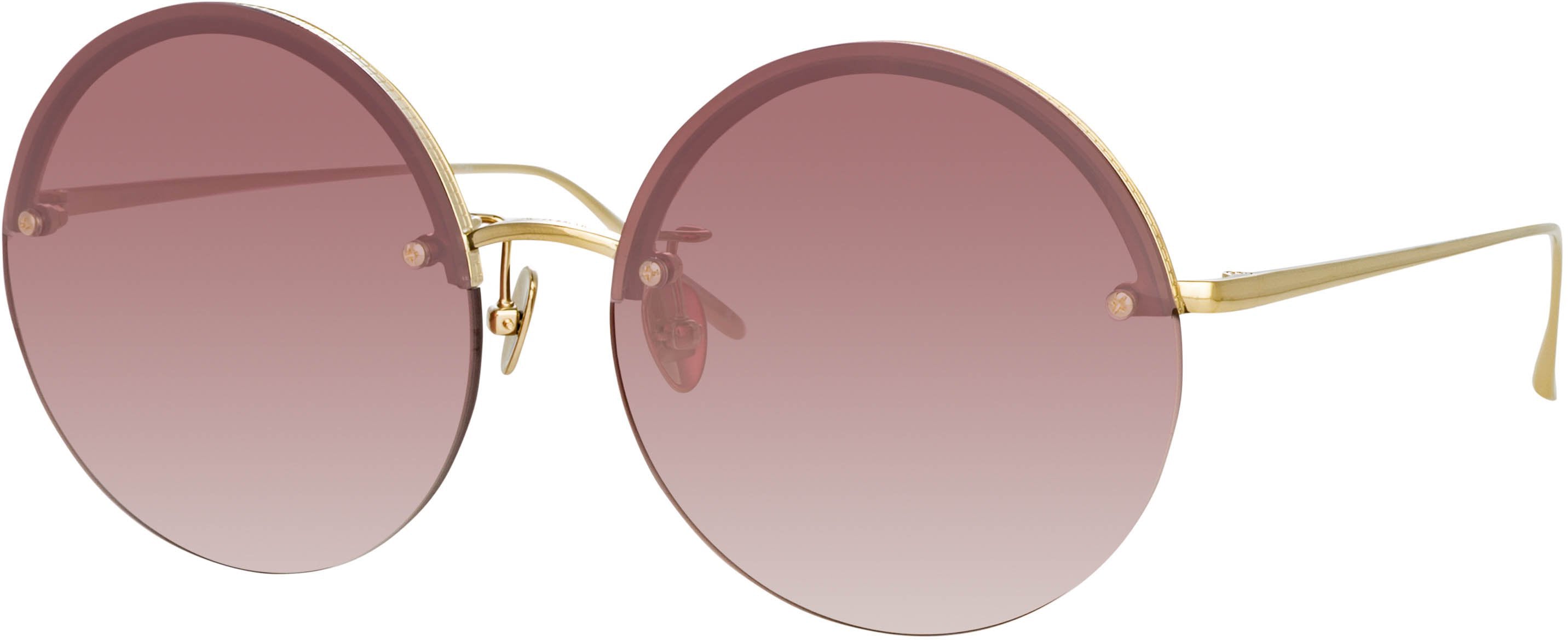 Color_LFL1097C5SUN - Adrienne Round Sunglasses in Light Gold and Burgundy