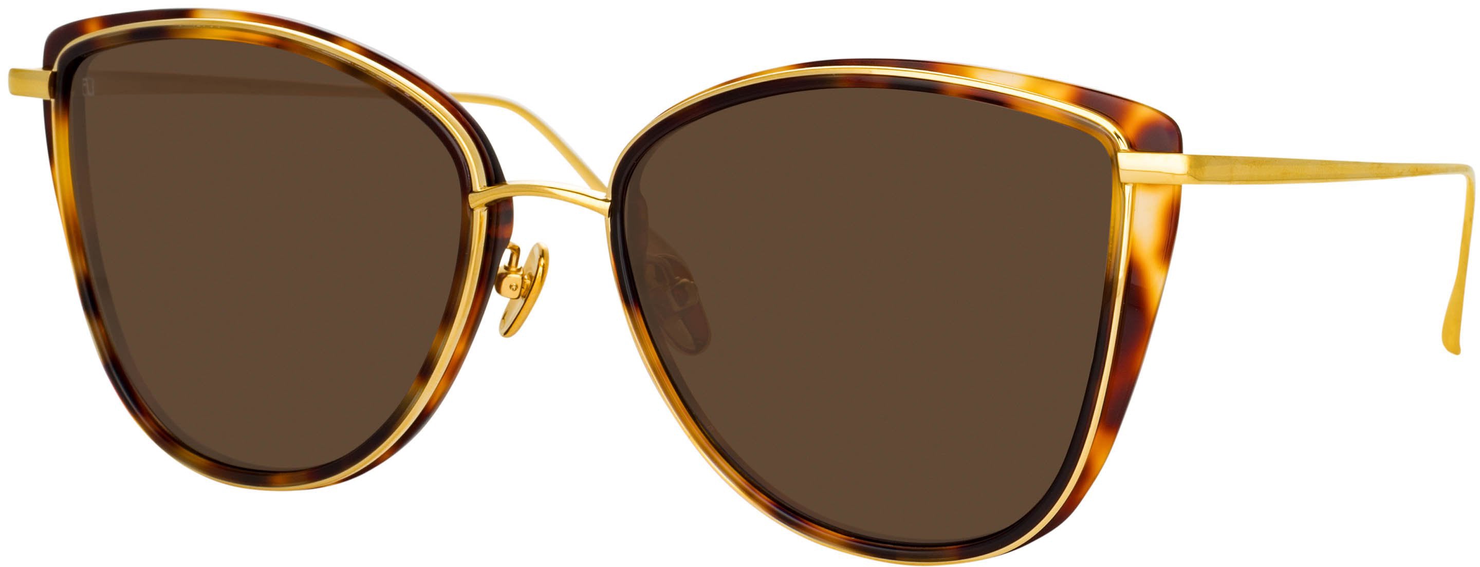 Color_LFL1109C2SUN - Liza Cat Eye Sunglasses in Tortoiseshell and Yellow Gold