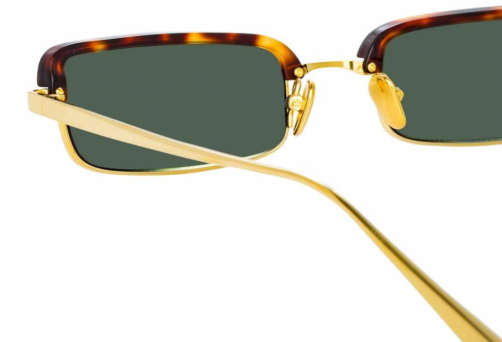 Color_LFL968C2SUN - Leona Rectangular Sunglasses in Yellow Gold - T-Shell and Dark Green 
