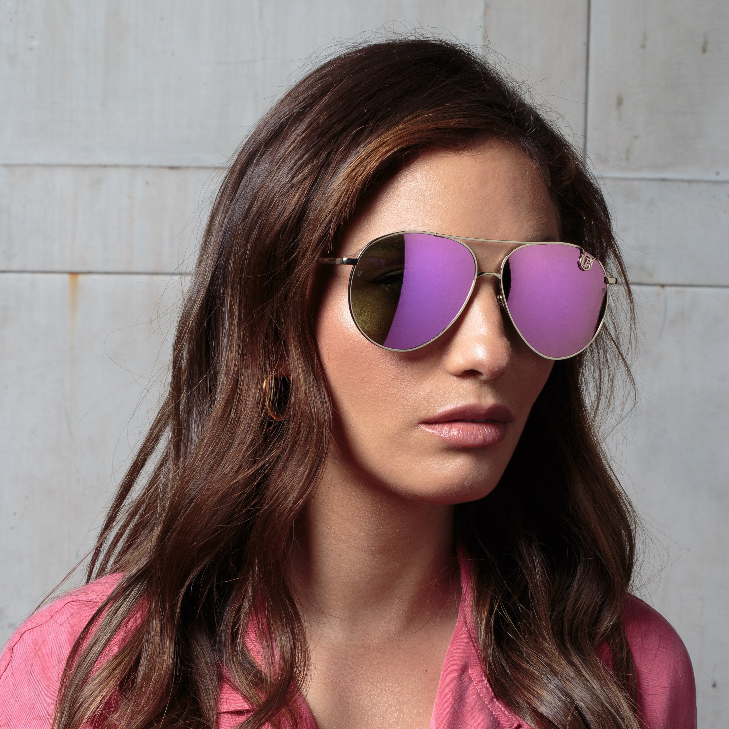 Color_LFL1055C5SUN - Joni Aviator Sunglasses in Light Gold and Pink