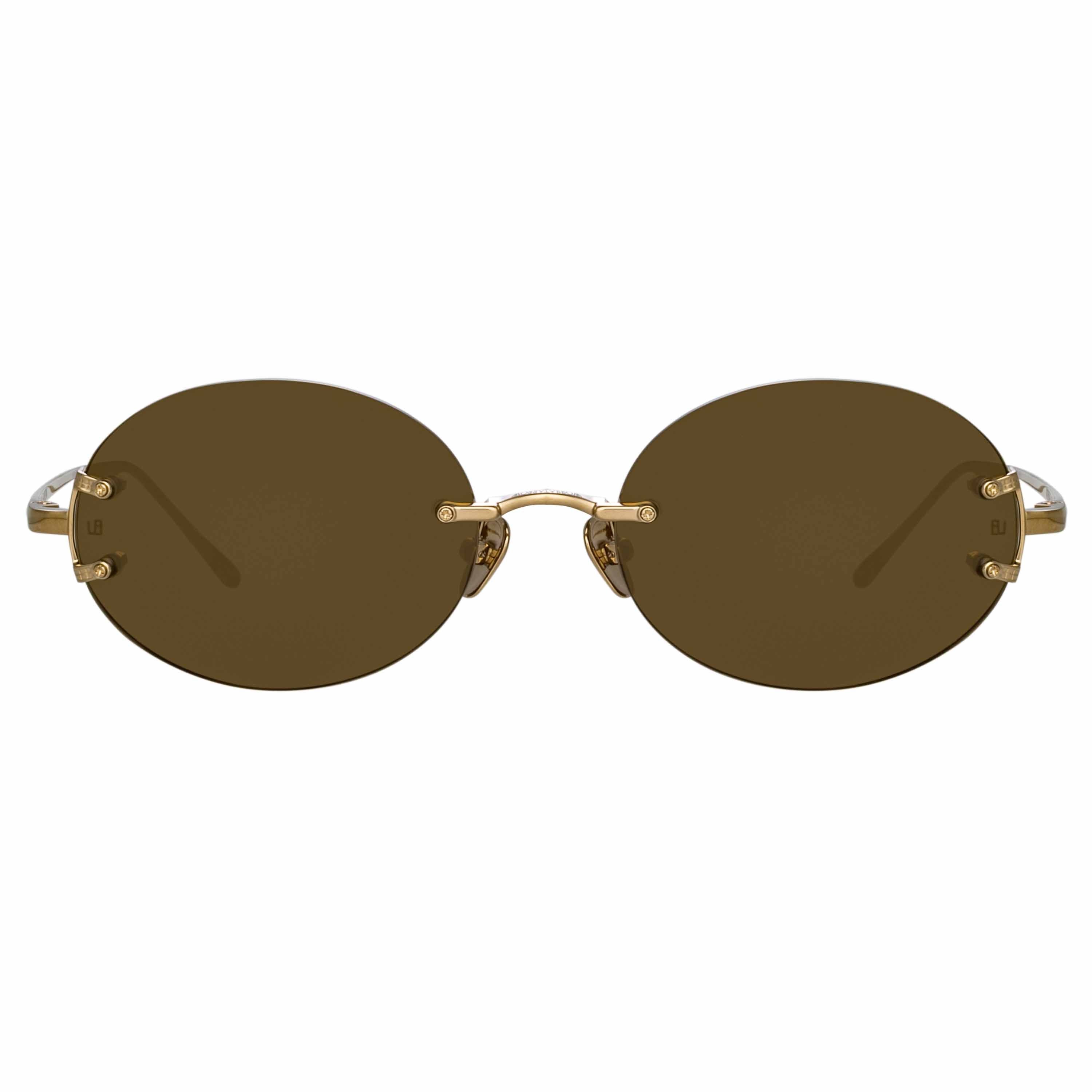 Color_LFL1130C2SUN - Knight Oval Sunglasses in Light Gold and Brown