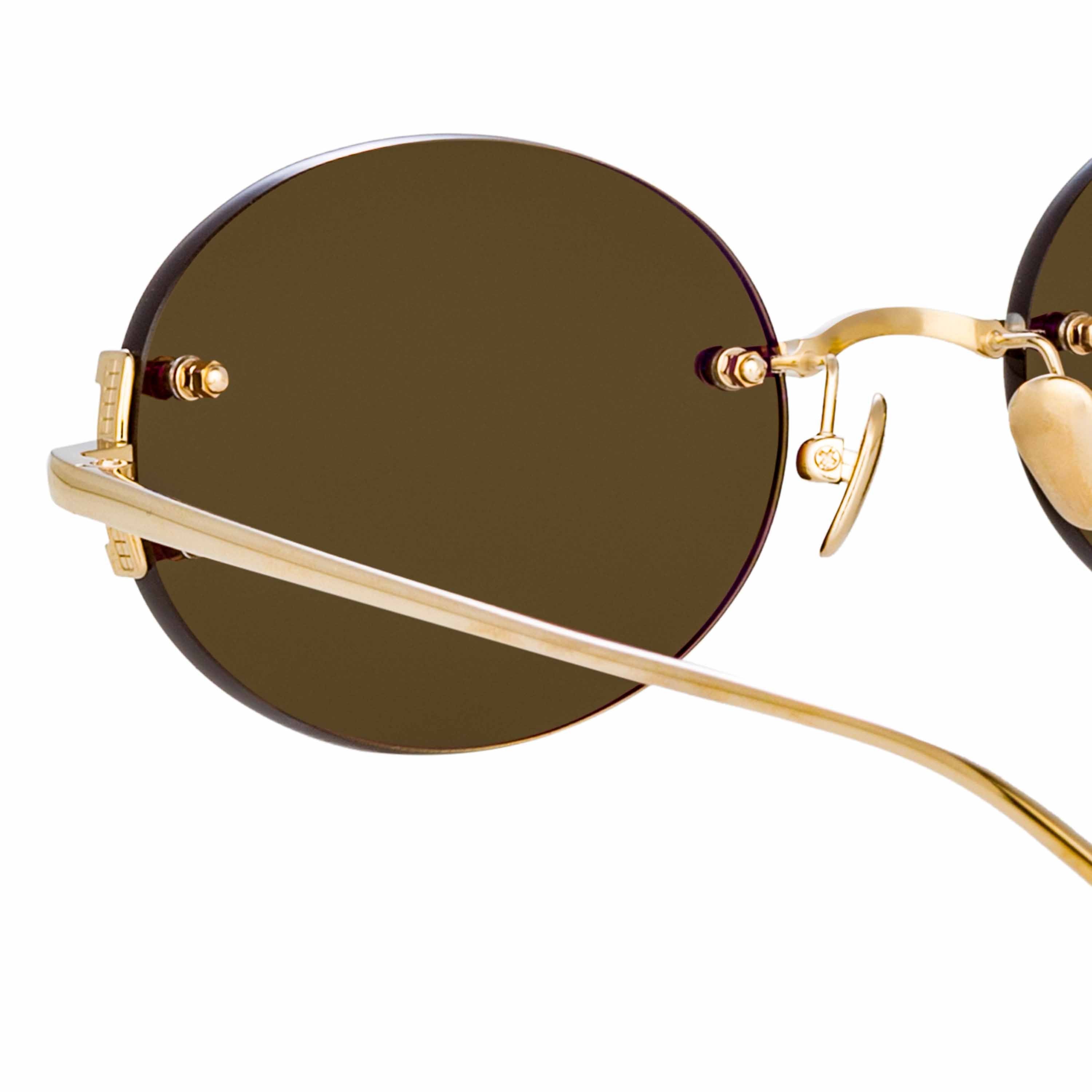 Color_LFL1130C2SUN - Knight Oval Sunglasses in Light Gold and Brown