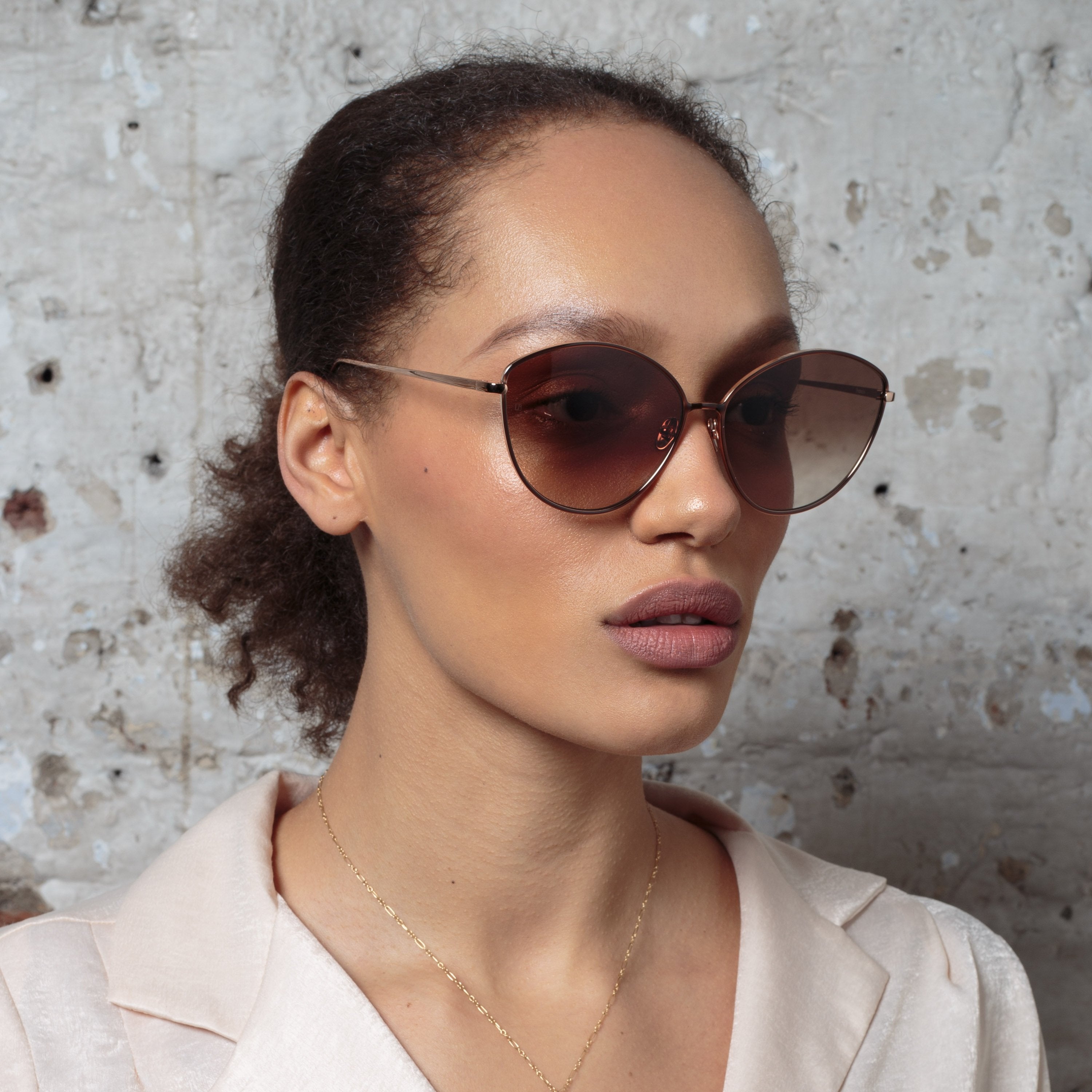 Color_LFL1149C3SUN - Francis Cat Eye Sunglasses in Rose Gold and Brown