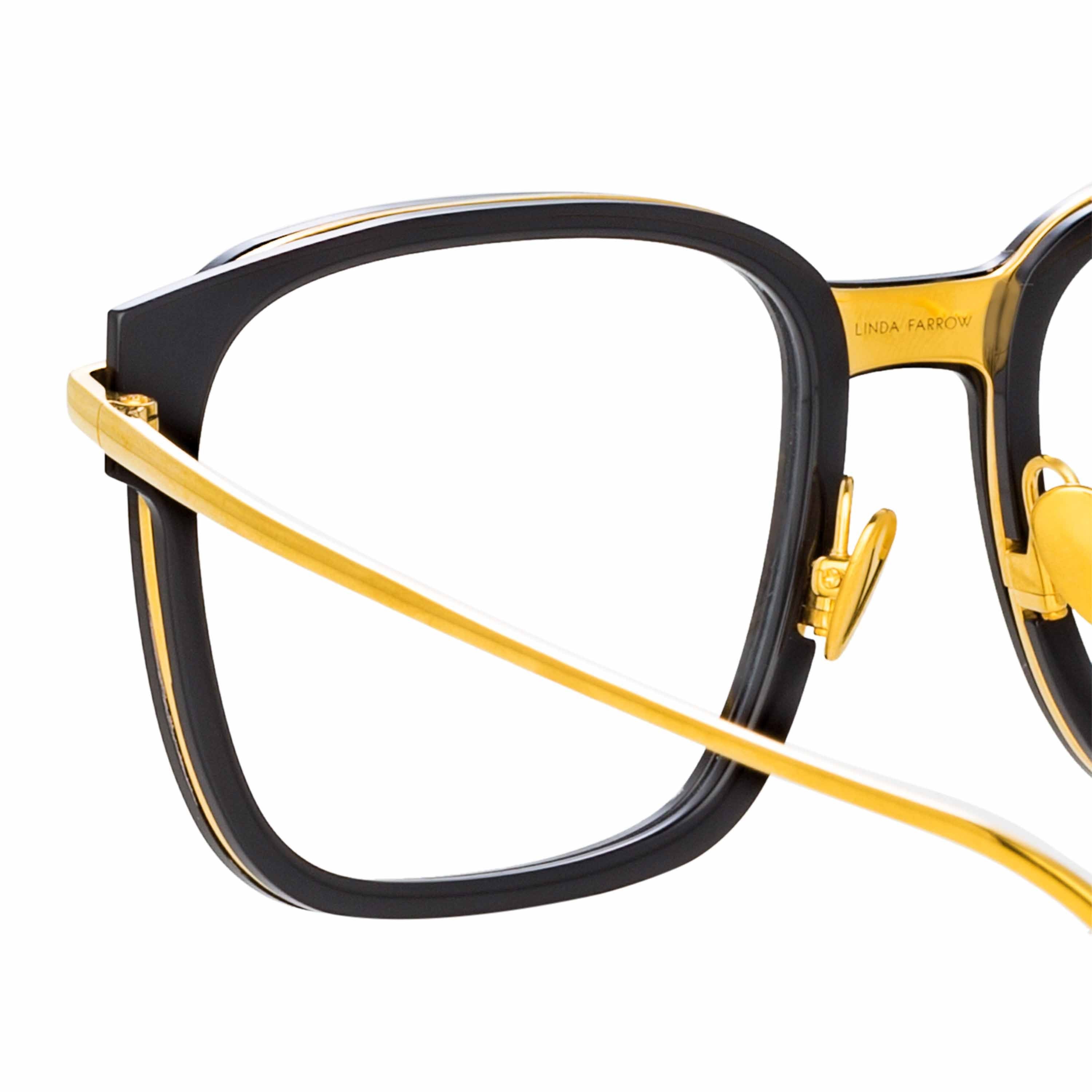 Color_LFL1185C1OPT - Franklin Optical Rectangular Frame in Black and Yellow Gold