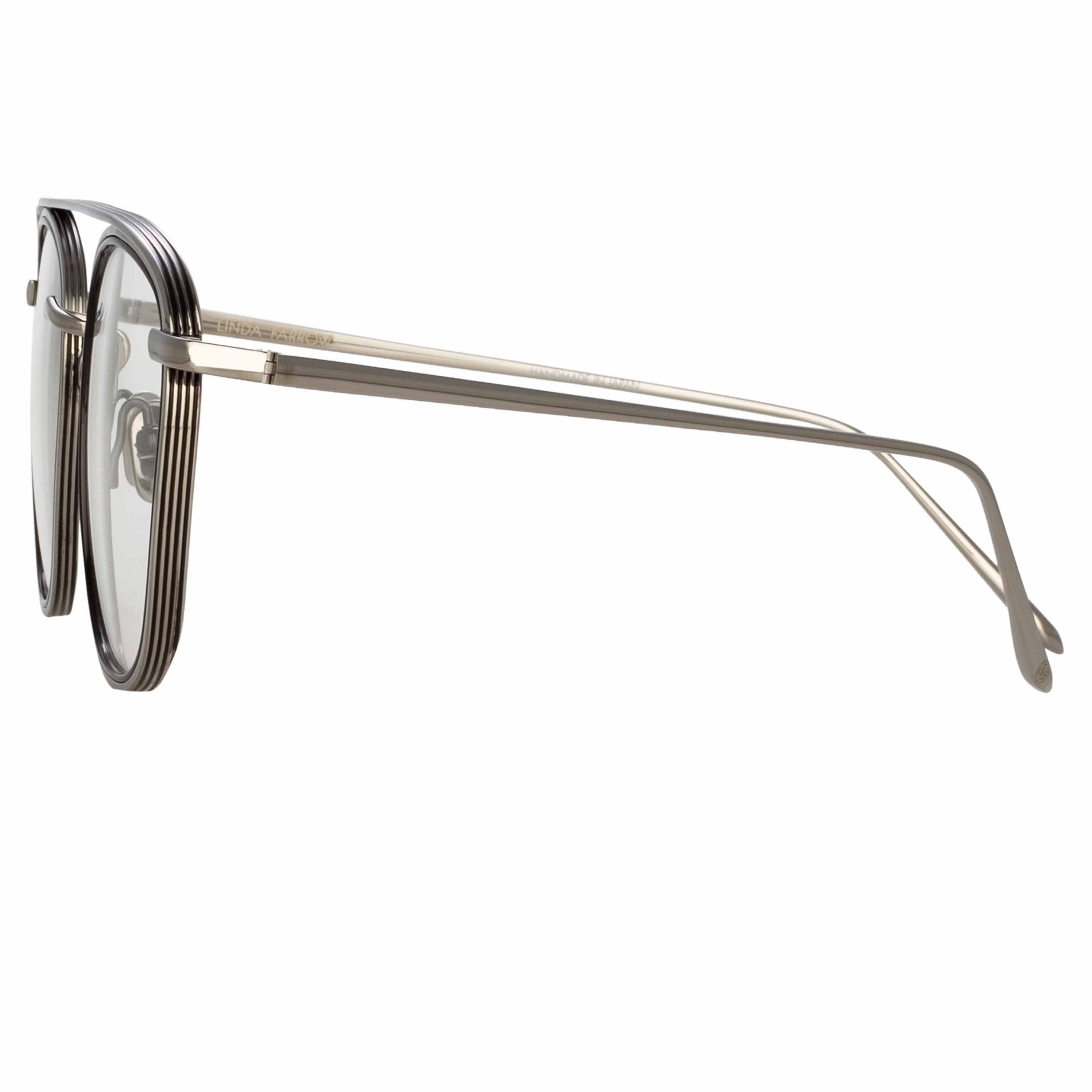 Color_LFL1193C2OPT - Clark Aviator Optical Frame in White Gold and Black