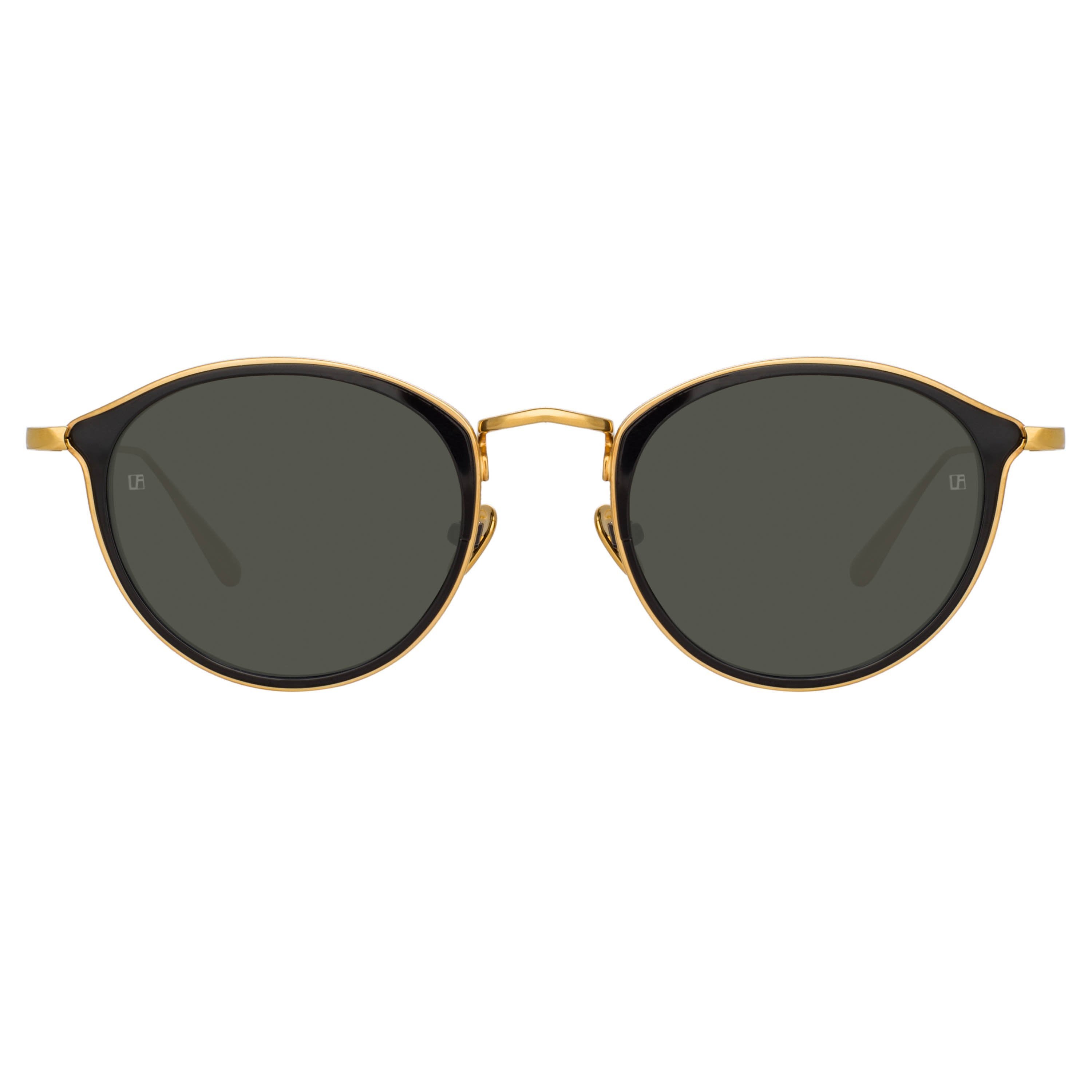 Color_LFL1224C5SUN - Luis Oval Sunglasses in Yellow Gold and Black