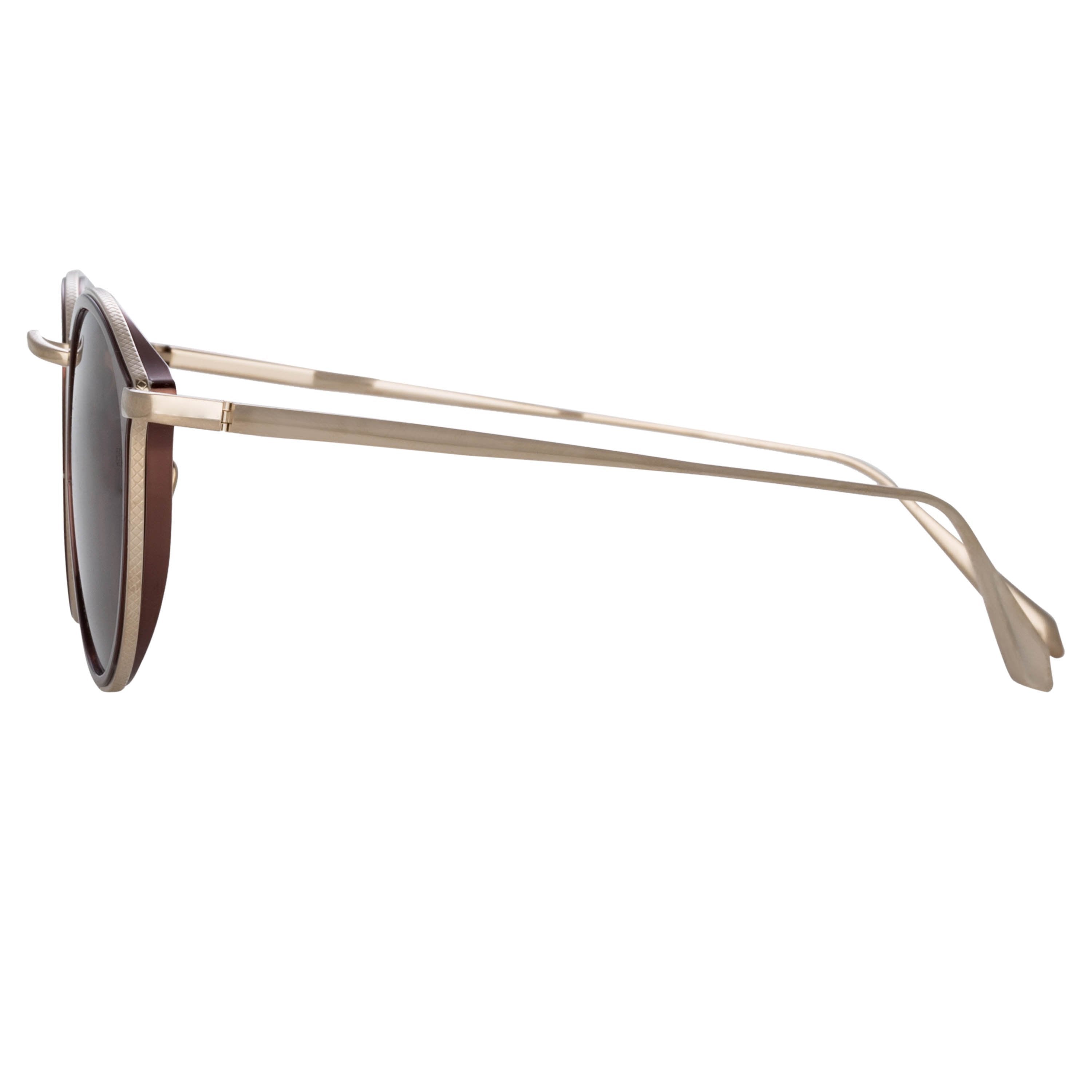 Color_LFL1224C6SUN - Luis Oval Sunglasses in Light Gold and Brown