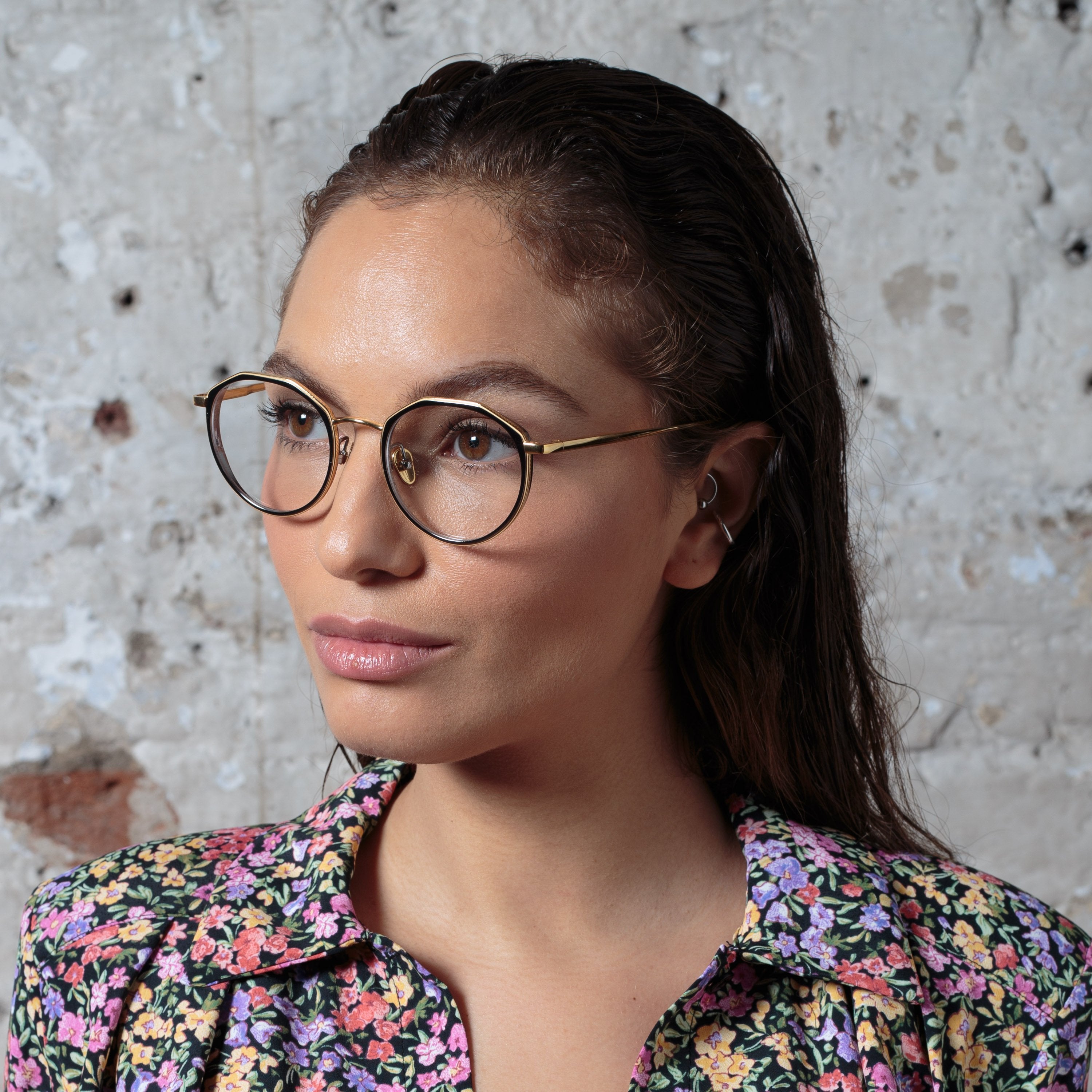 Color_LFL1225C1OPT - Cesar Angular Optical Frame in Yellow Gold and Black