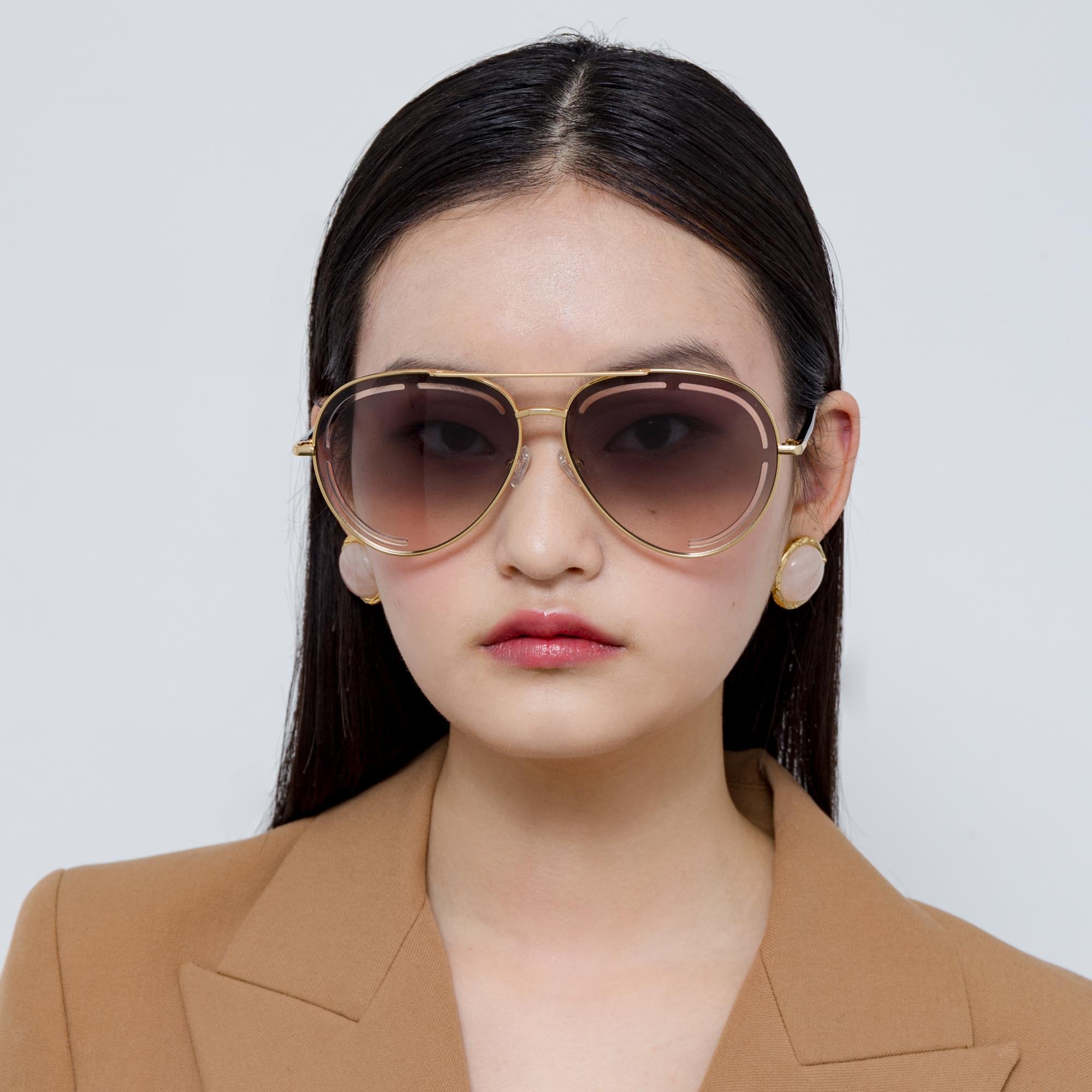 Color_MW264C1SUN - Matthew Williamson Foxglove Sunglasses in Yellow Gold