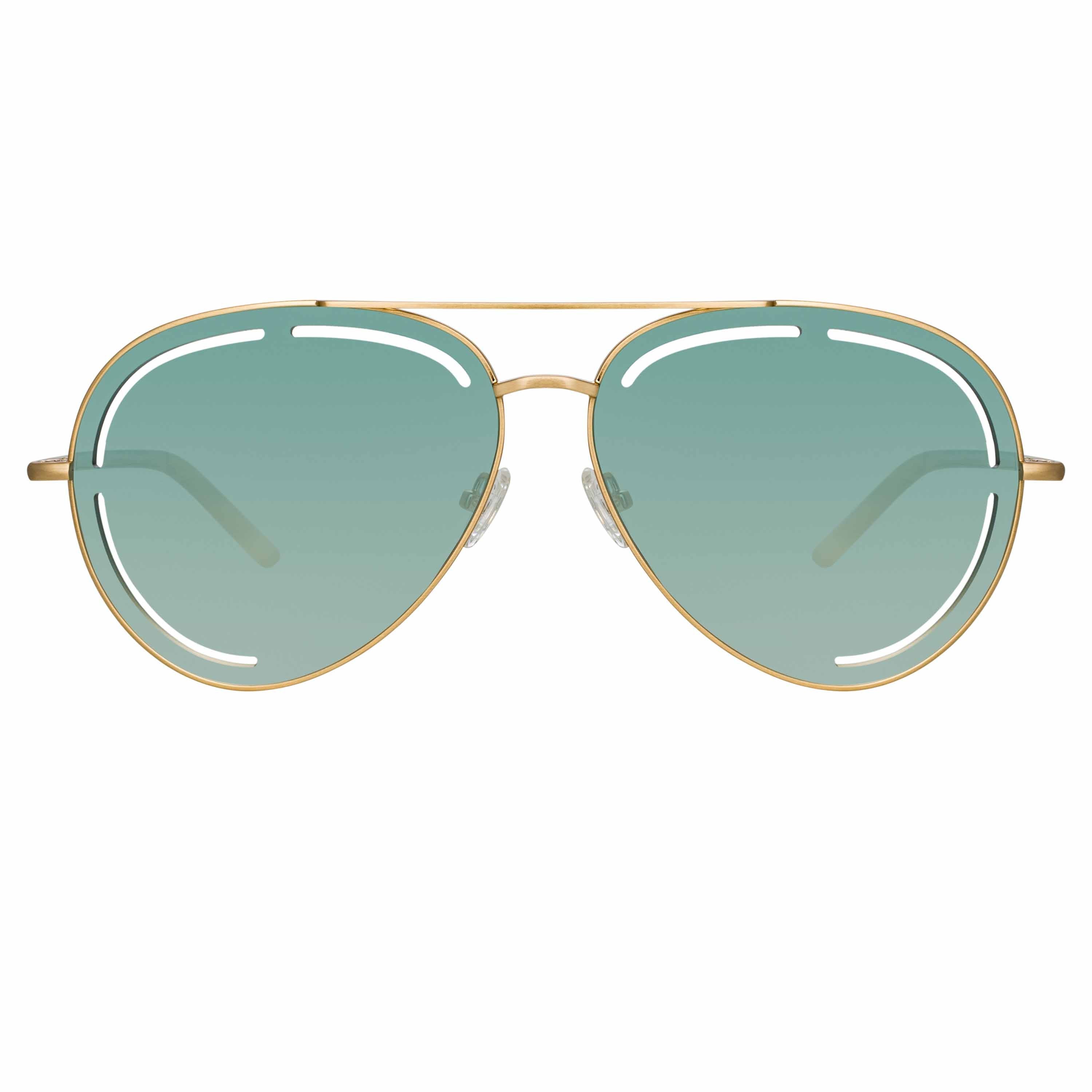Color_MW264C5SUN - Matthew Williamson Foxglove Sunglasses in Light Gold and Green