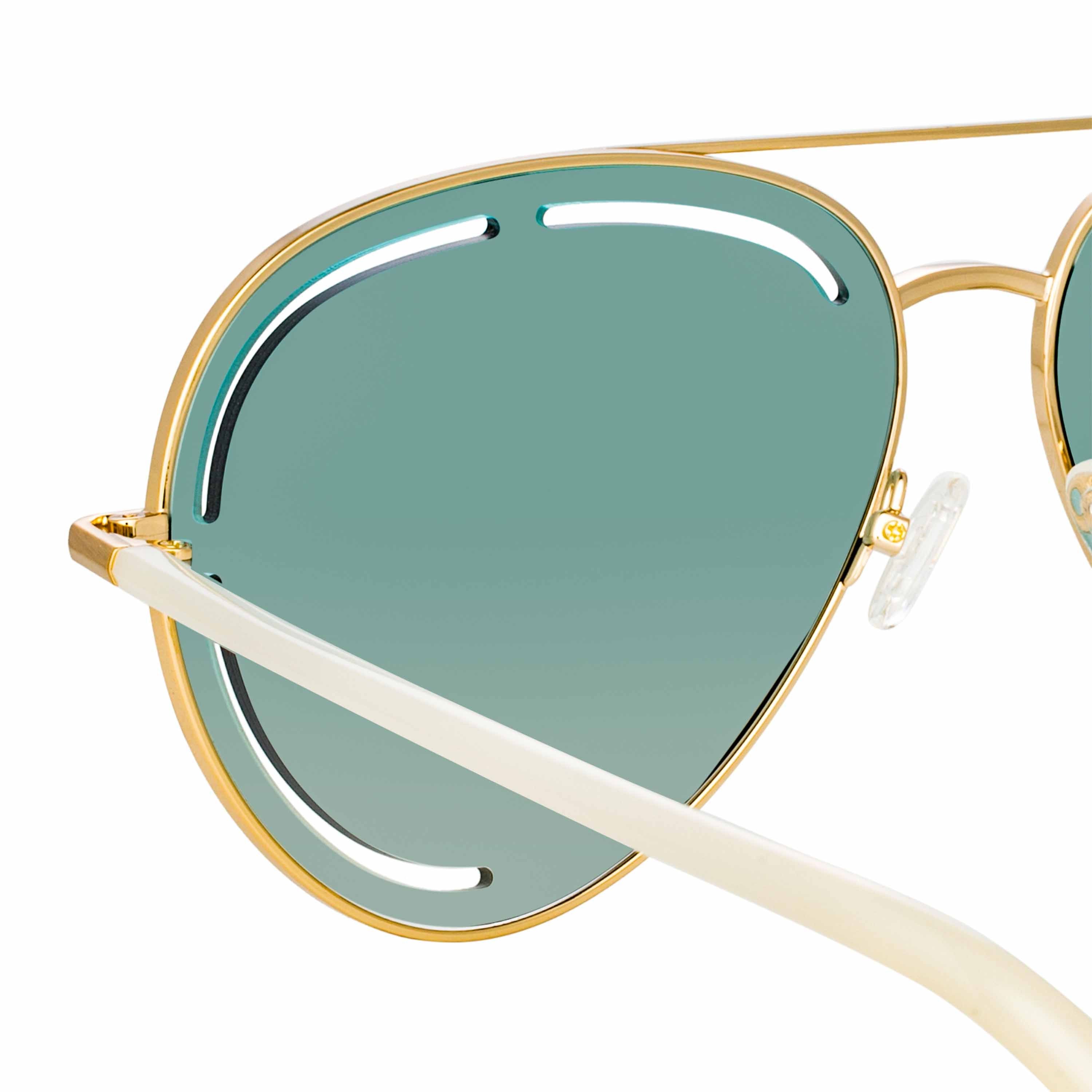 Color_MW264C5SUN - Matthew Williamson Foxglove Sunglasses in Light Gold and Green