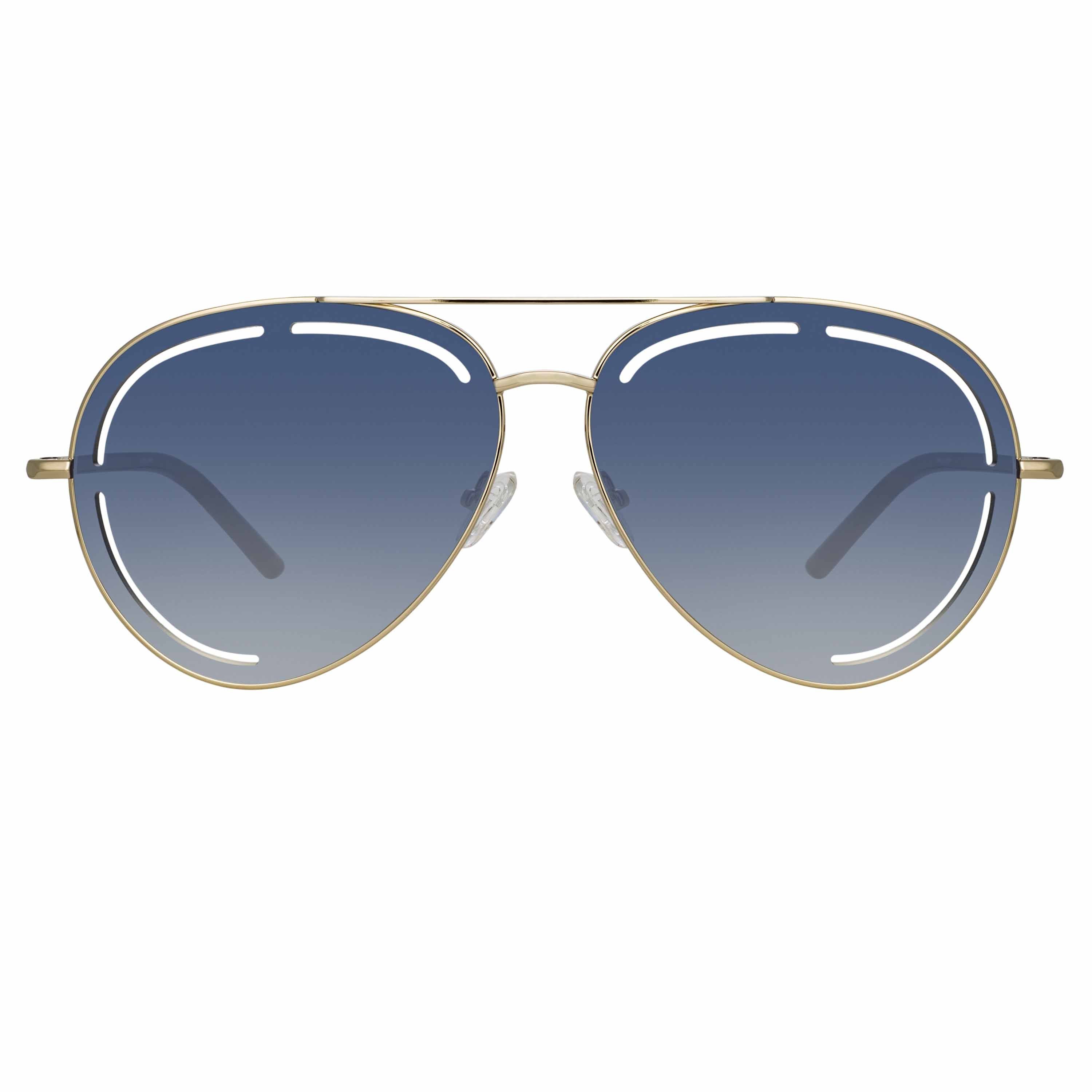 Color_MW264C6SUN - Matthew Williamson Foxglove Sunglasses in Light Gold and Blue