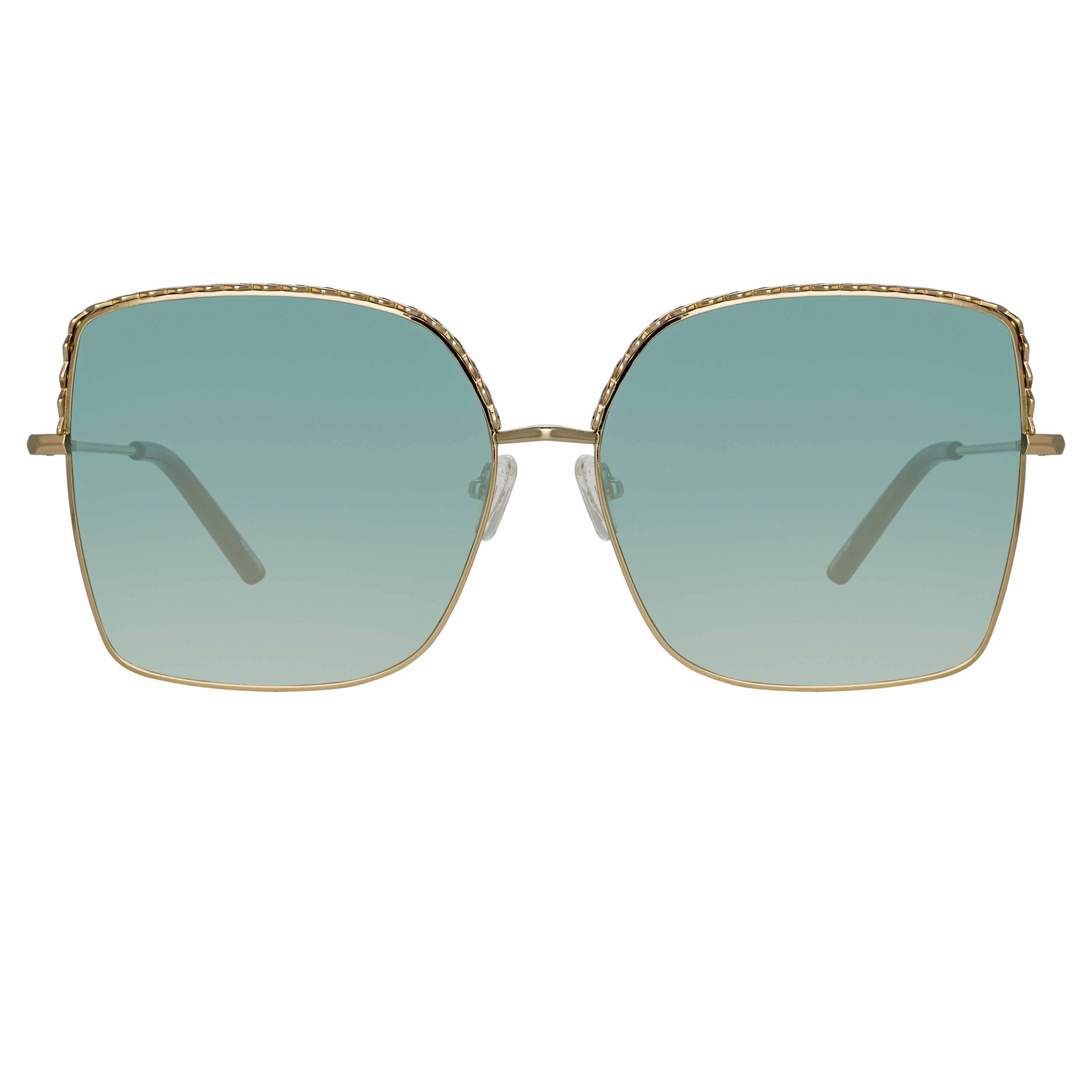 Color_MW276C5SUN - Matthew Williamson Clematis Sunglasses in Light Gold and Green
