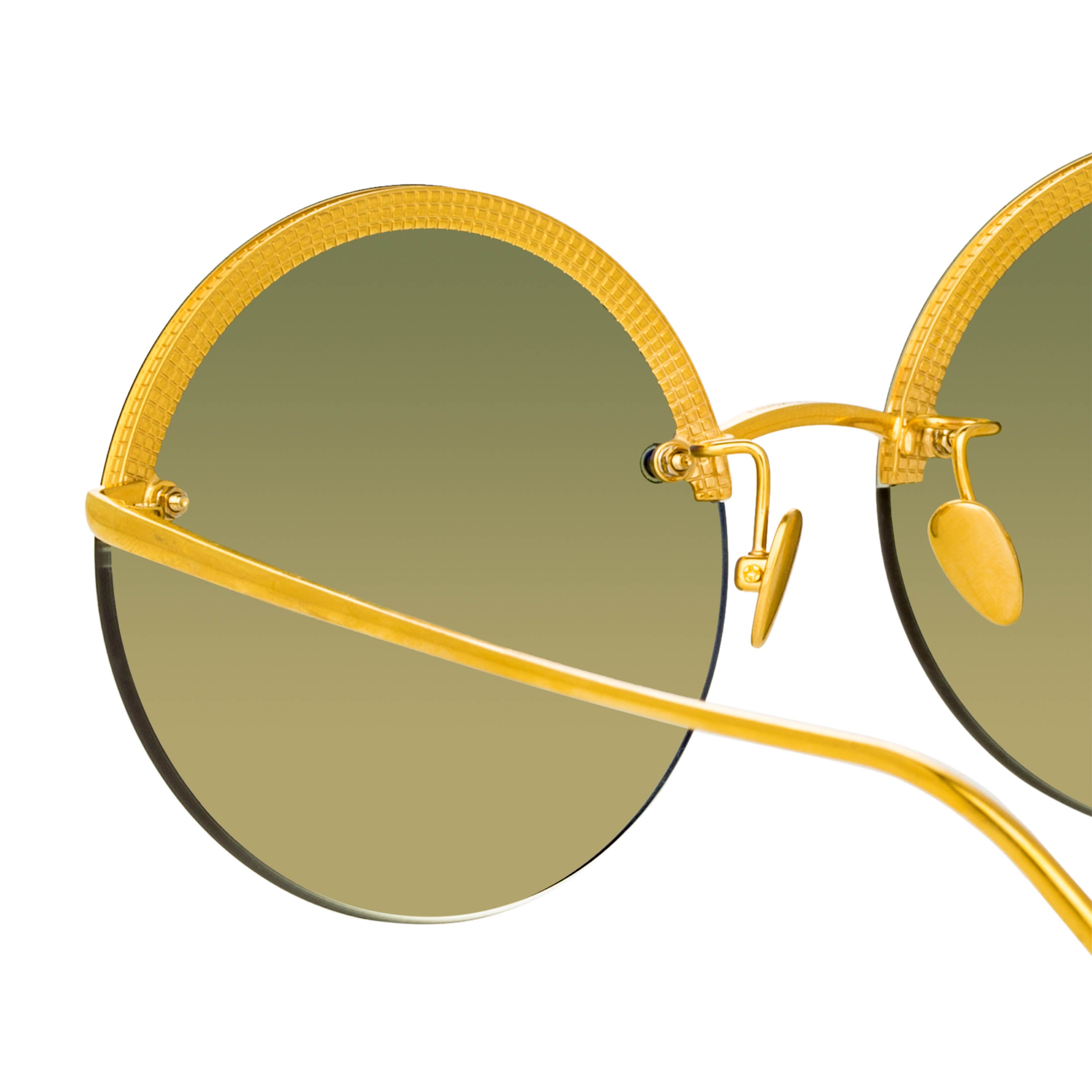Color_LFL1097C2SUN - Adrienne Round Sunglasses in Yellow Gold and Green