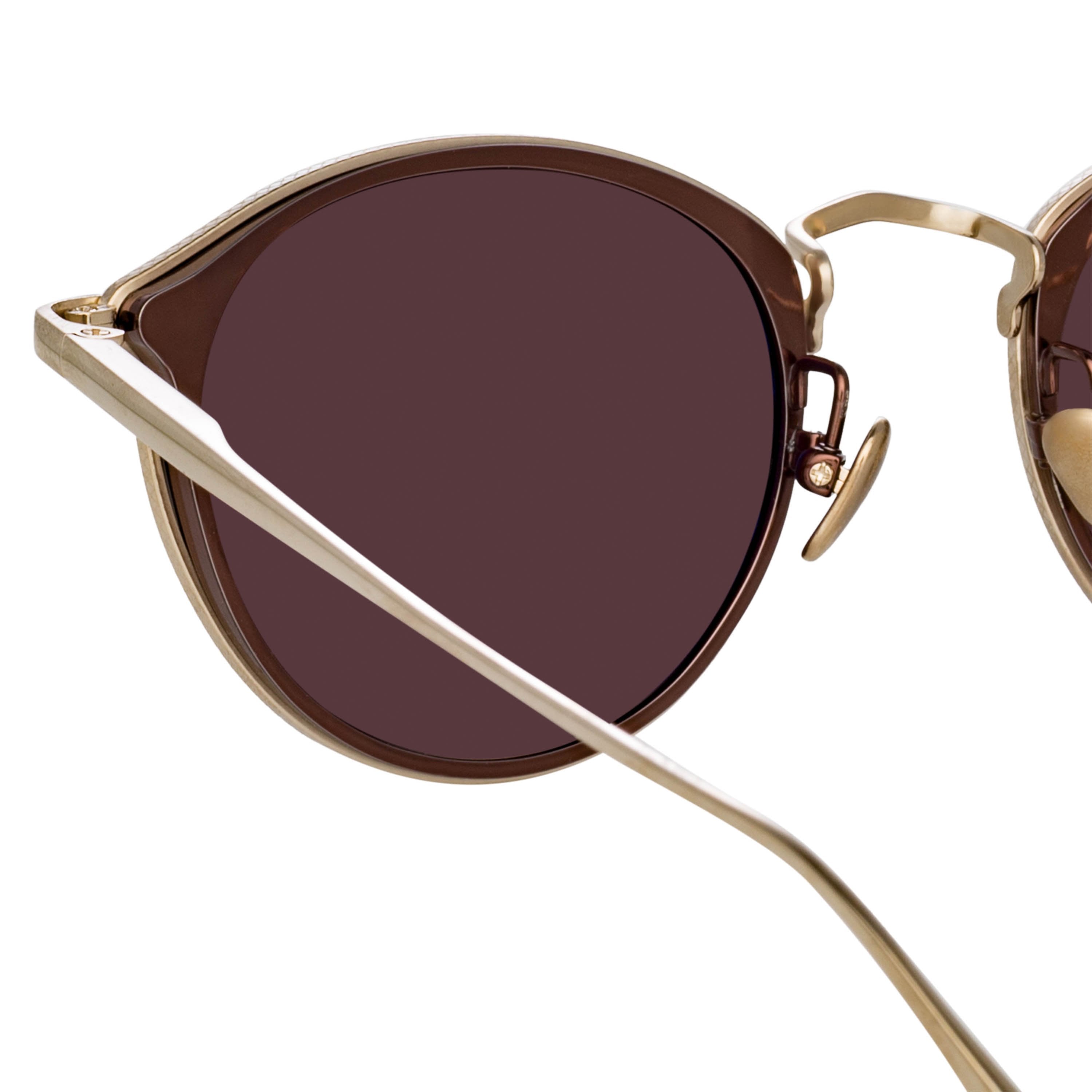 Color_LFL1224C6SUN - Luis Oval Sunglasses in Light Gold and Brown