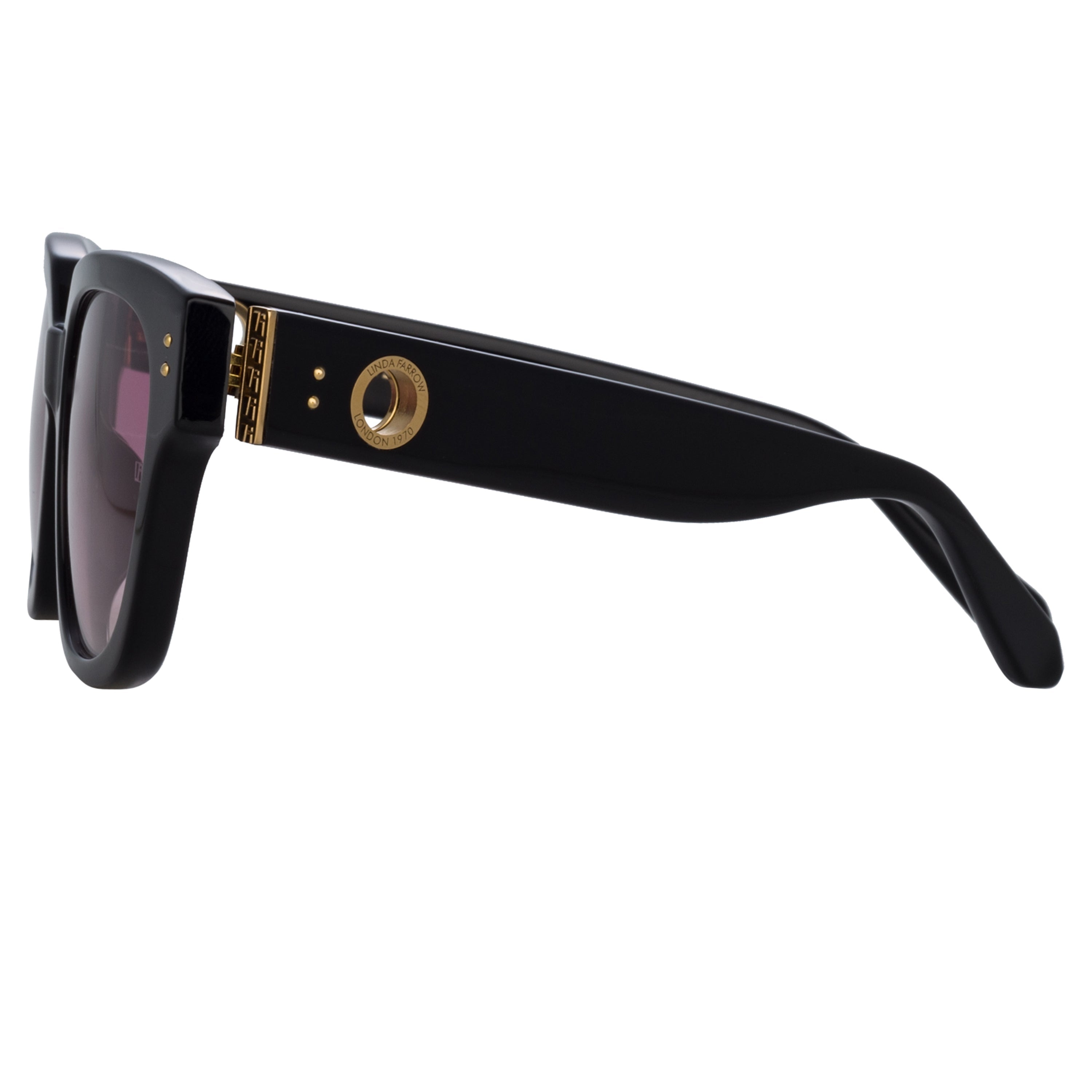 Color_LFL1243C3SUN - Deni D-Frame Sunglasses in Black and Plum Lenses