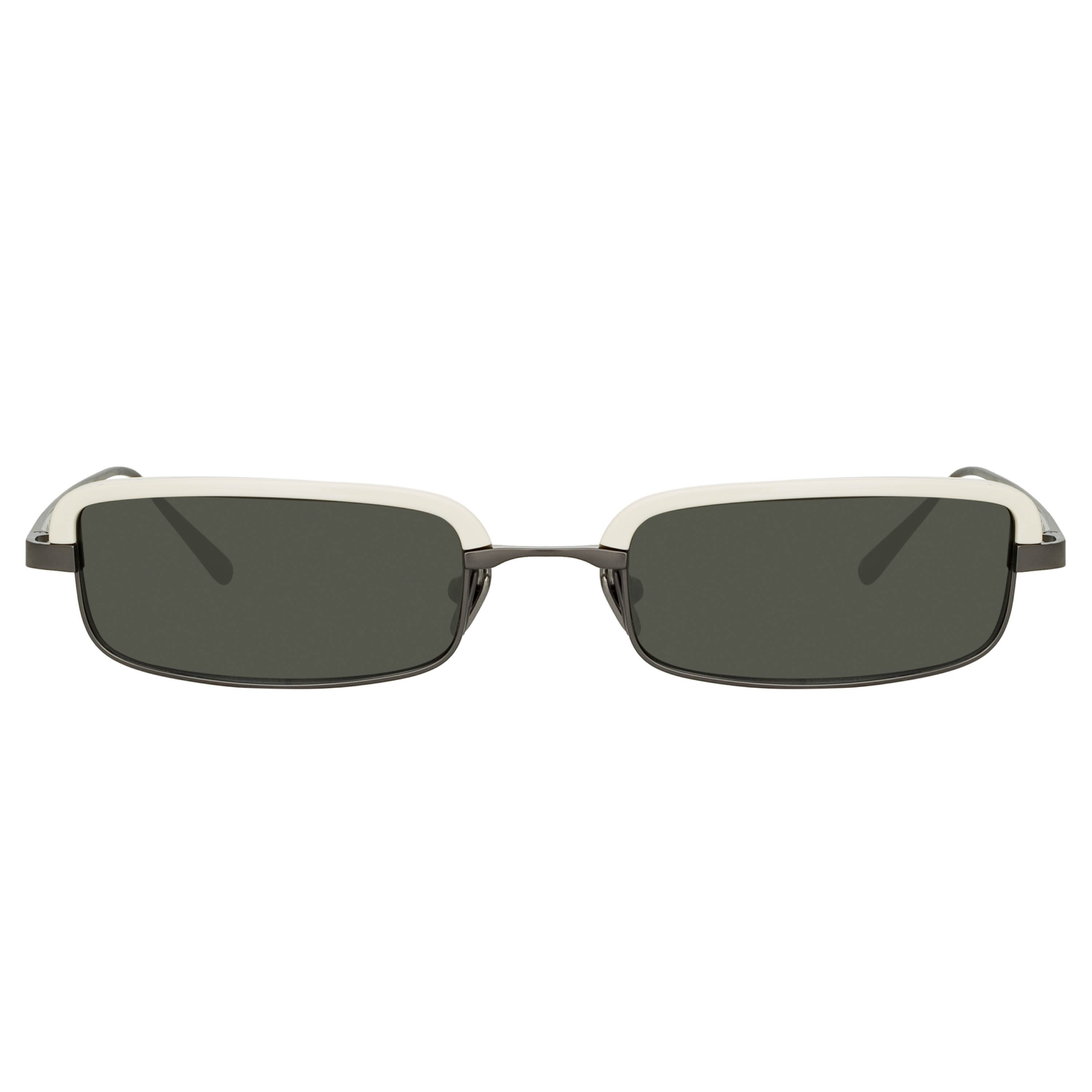 Color_LFL968C6SUN - Leona Rectangular Sunglasses in White and Nickel