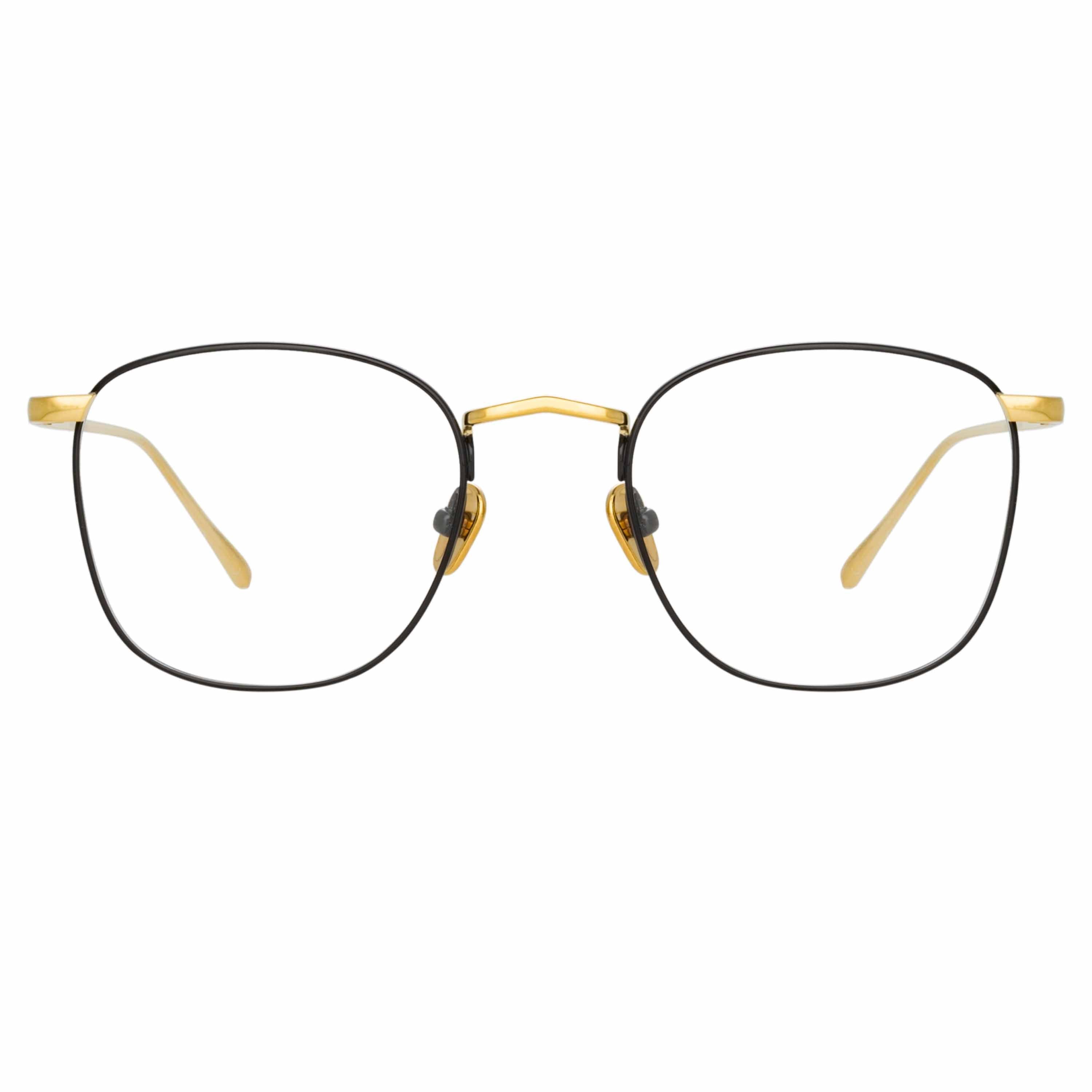 Square Optical Frame in Yellow Gold and Black (C18)