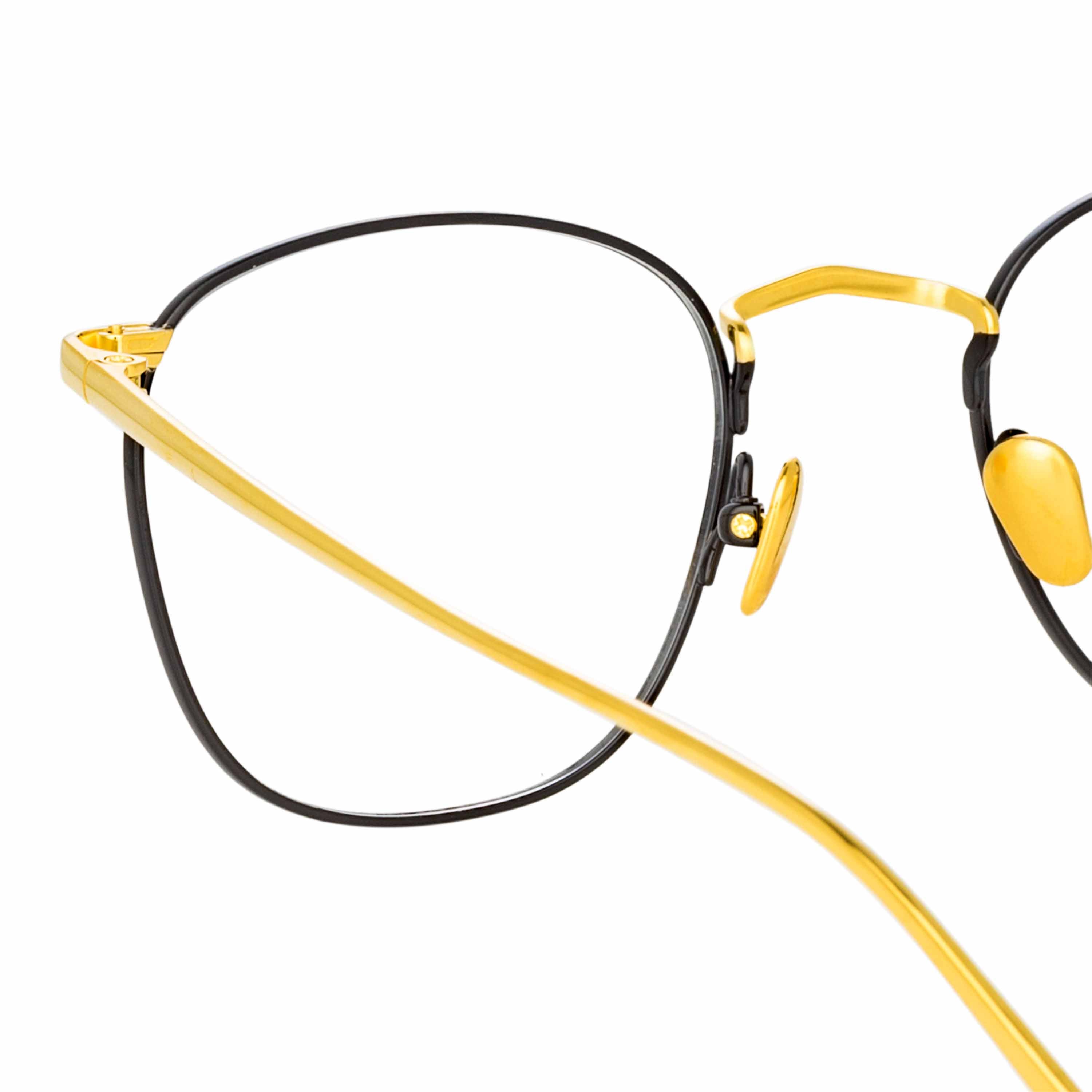 Square Optical Frame in Yellow Gold and Black (C18)
