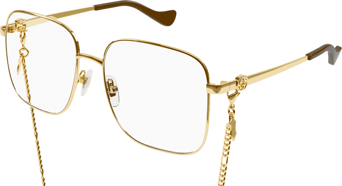 NEW Gucci GG1092OA Gold Square Eyeglasses Frames Chain $605 GUCCI GG1092OA 56X16 - YouTube main image 2