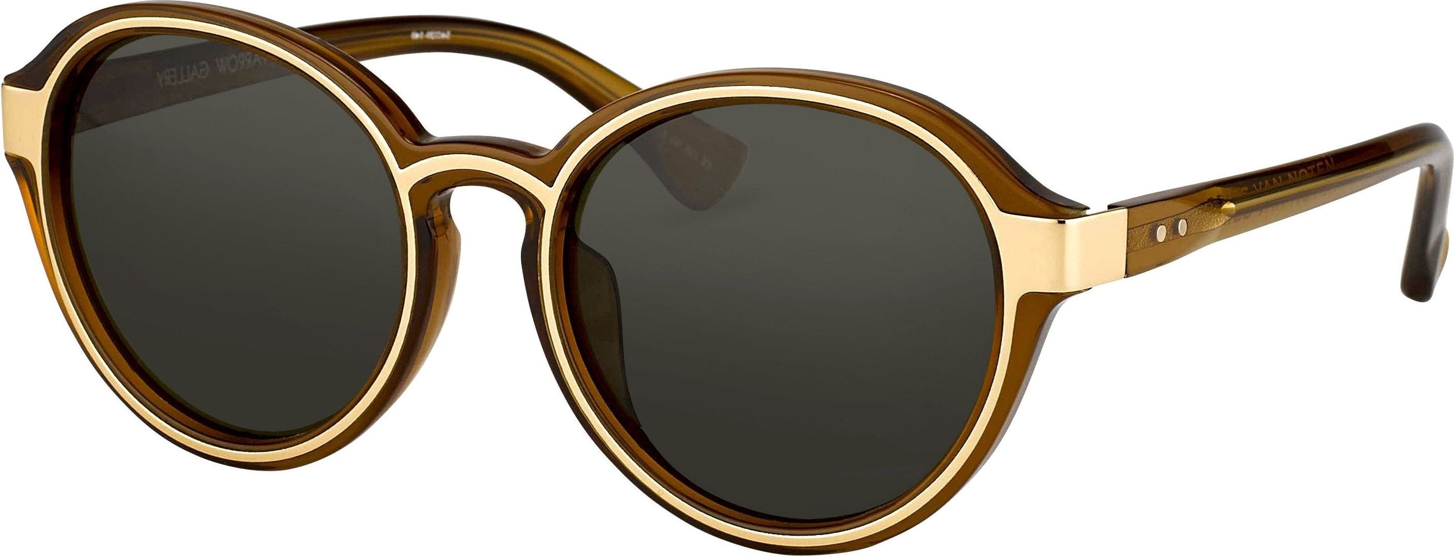 Color_DVN81C6SUN - Dries Van Noten Oval Sunglasses in Camel