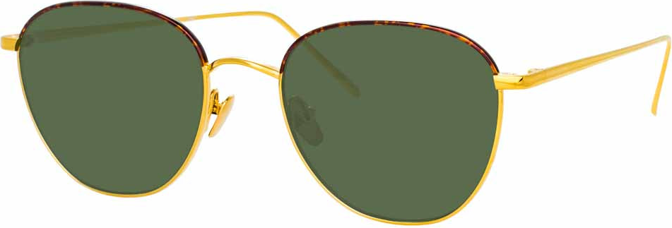 Square Sunglasses in Green / Yellow Gold Frame (C19)